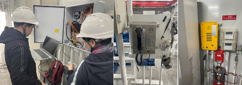 最新の企業ニュース 港のクレーンの技術的なエンジニアのデバッギングの電話機